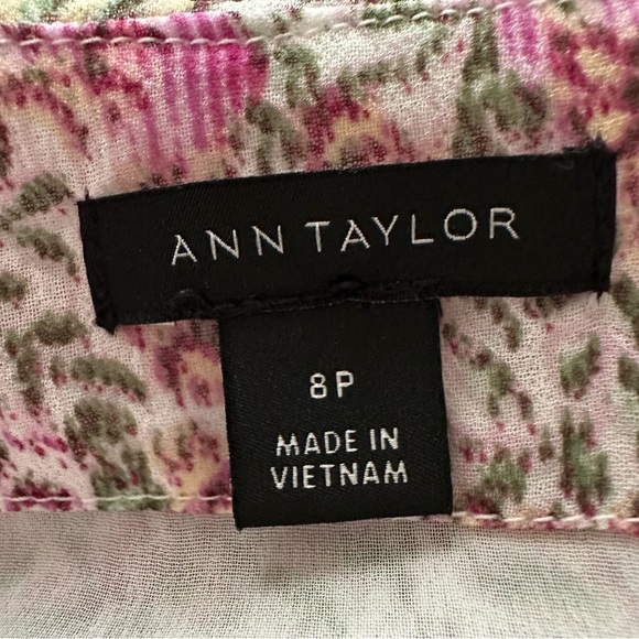 ANN TAYLOR Floral Chiffon Ruched Flare MIDI Dress Surplice Neck Cottagecore 8P‎ - Picture 13 of 16